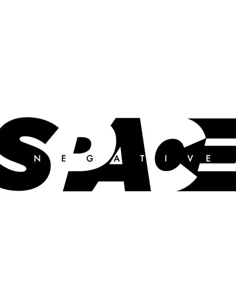 Negative Space concept wordmark: the word SPACE in heavy black letters with NEGATIVE cut out of them.